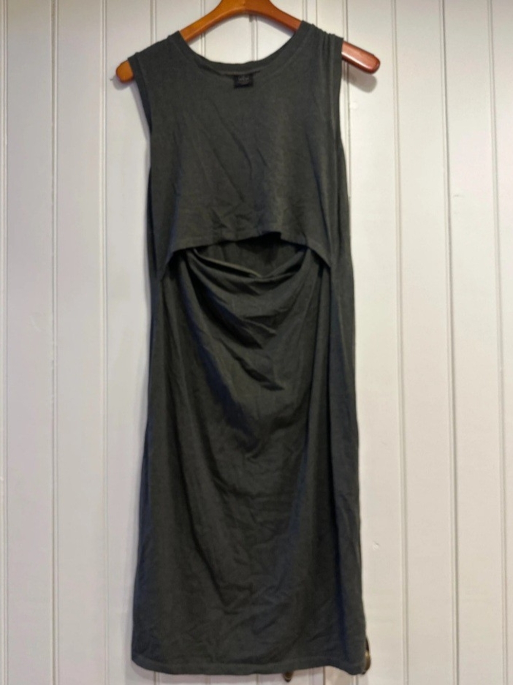 MLM Organic Cotton Sleeveless Nursing Midi Dress in Dark Gray